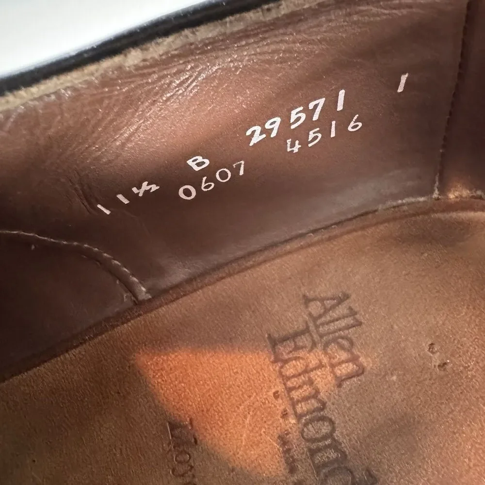 Allen Edmonds Lloyd Mens 11.5 B Wingtip Oxford Shoes Black Leather USA‎ Made